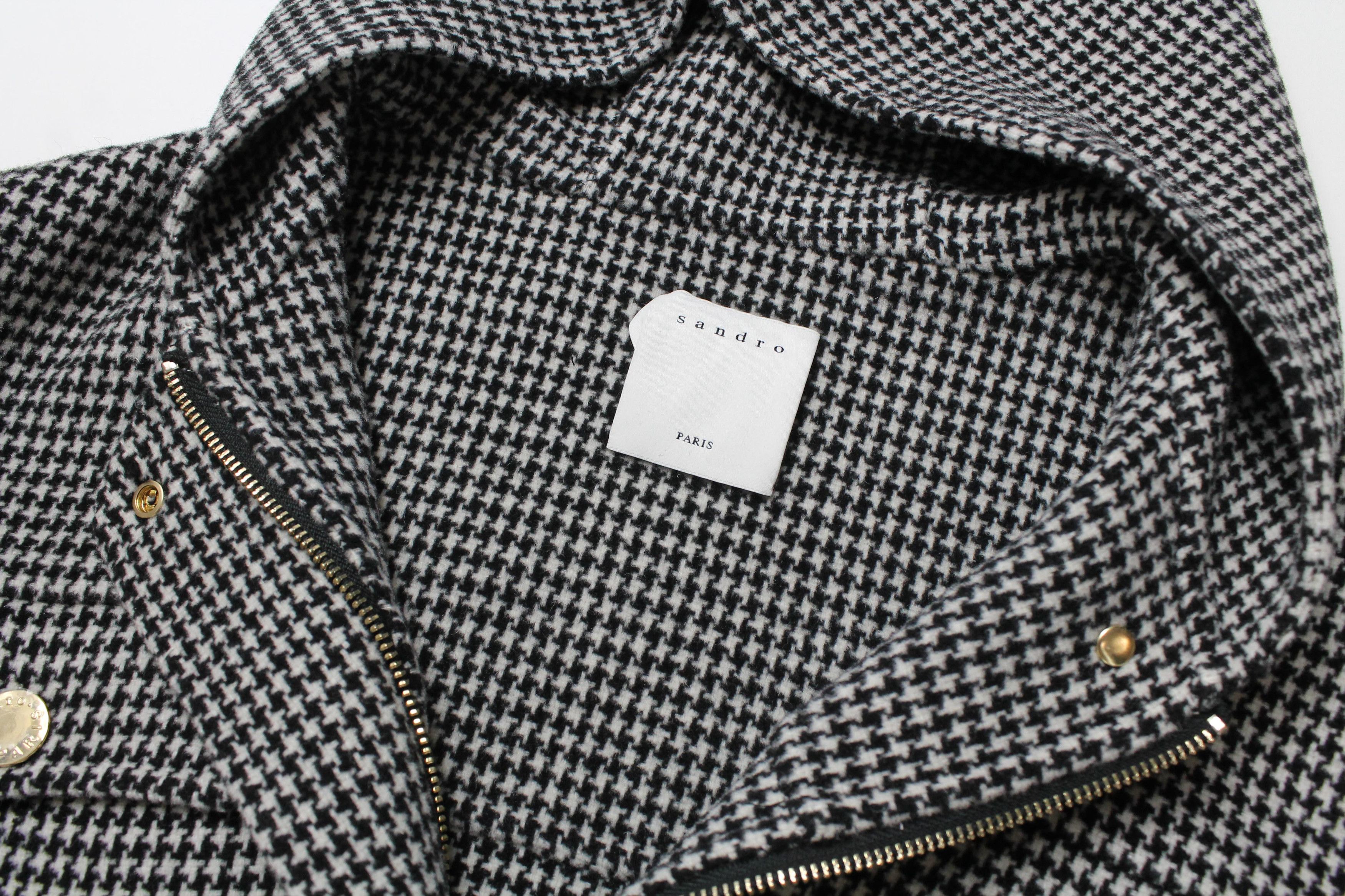 Sandro SANDRO Loumy Jacket Women's (EU) 34 Houndstooth Wool Blend Size XS / US 0-2 / IT 36-38 - 4 Thumbnail
