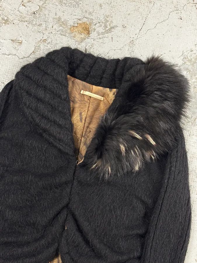 Roberto Cavalli 2000s Roberto Cavalli Black Wool Quilted Fox Fur Collar Cardigan Size L / US 10 / IT 46 - 6 Thumbnail