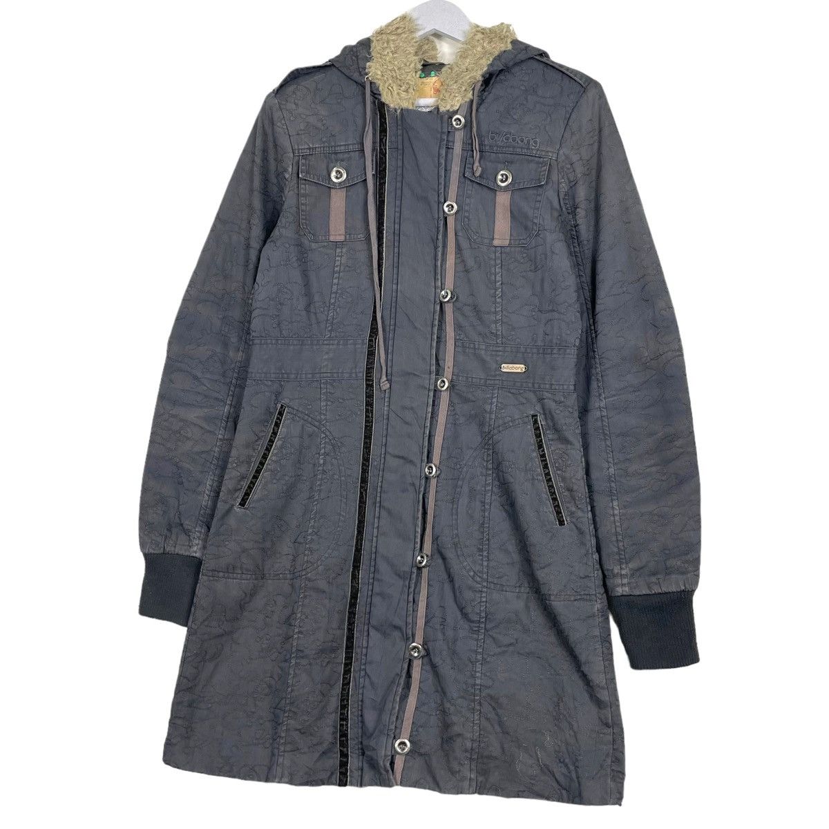 Billabong 💥BILLABONG DENIM WINTER FUR HOODIE JACKET Size M / US 6-8 / IT 42-44 - 2 Thumbnail