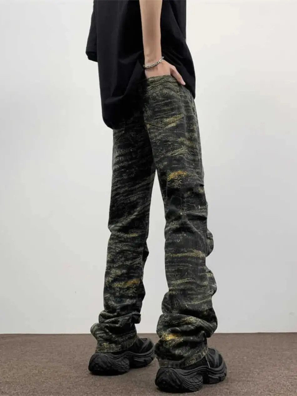Japanese Brand Hip hop straight pleated camouflage jeans Size US 32 / EU 48 - 4 Thumbnail