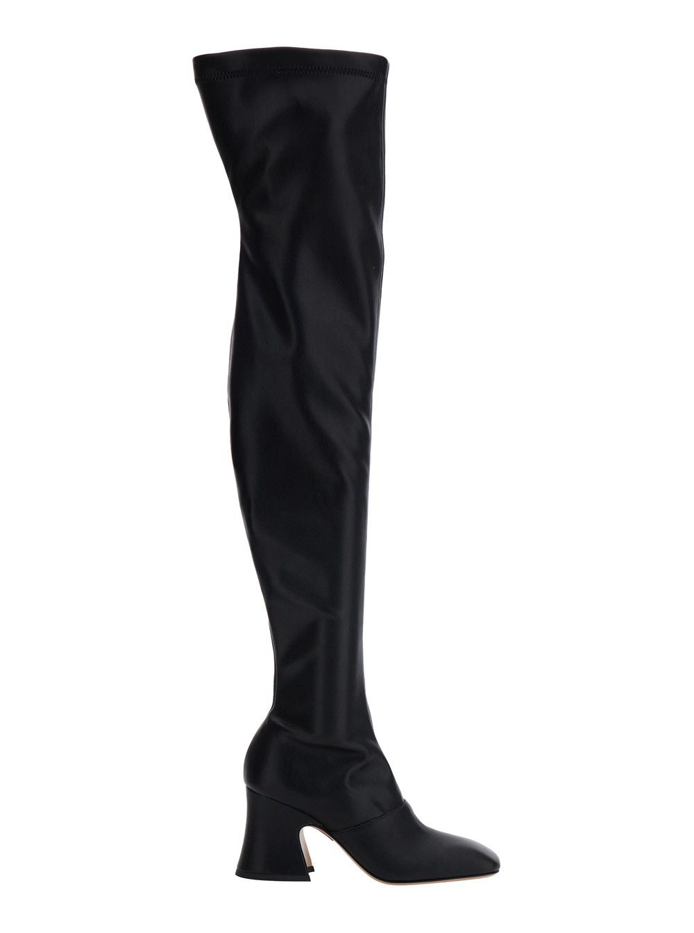 Chloe 'janis' Black Over The Knee Boots With Side Zip Closure And High Block Heel Shoes In Leather Woman, Women's (Size 8)