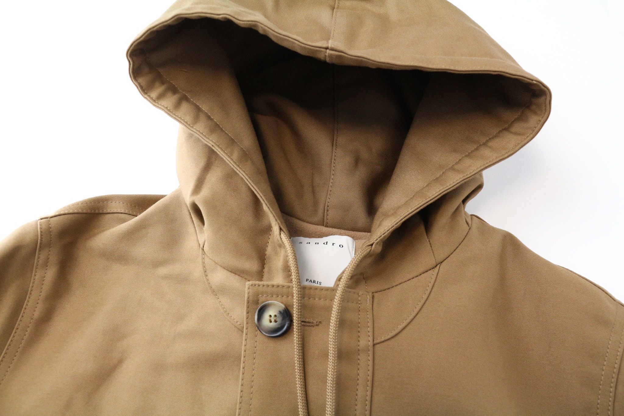 Sandro XS Camel Brown Hooded Cotton Parka Jacket 74376 Size US XS / EU 42 / 0 - 4 Thumbnail