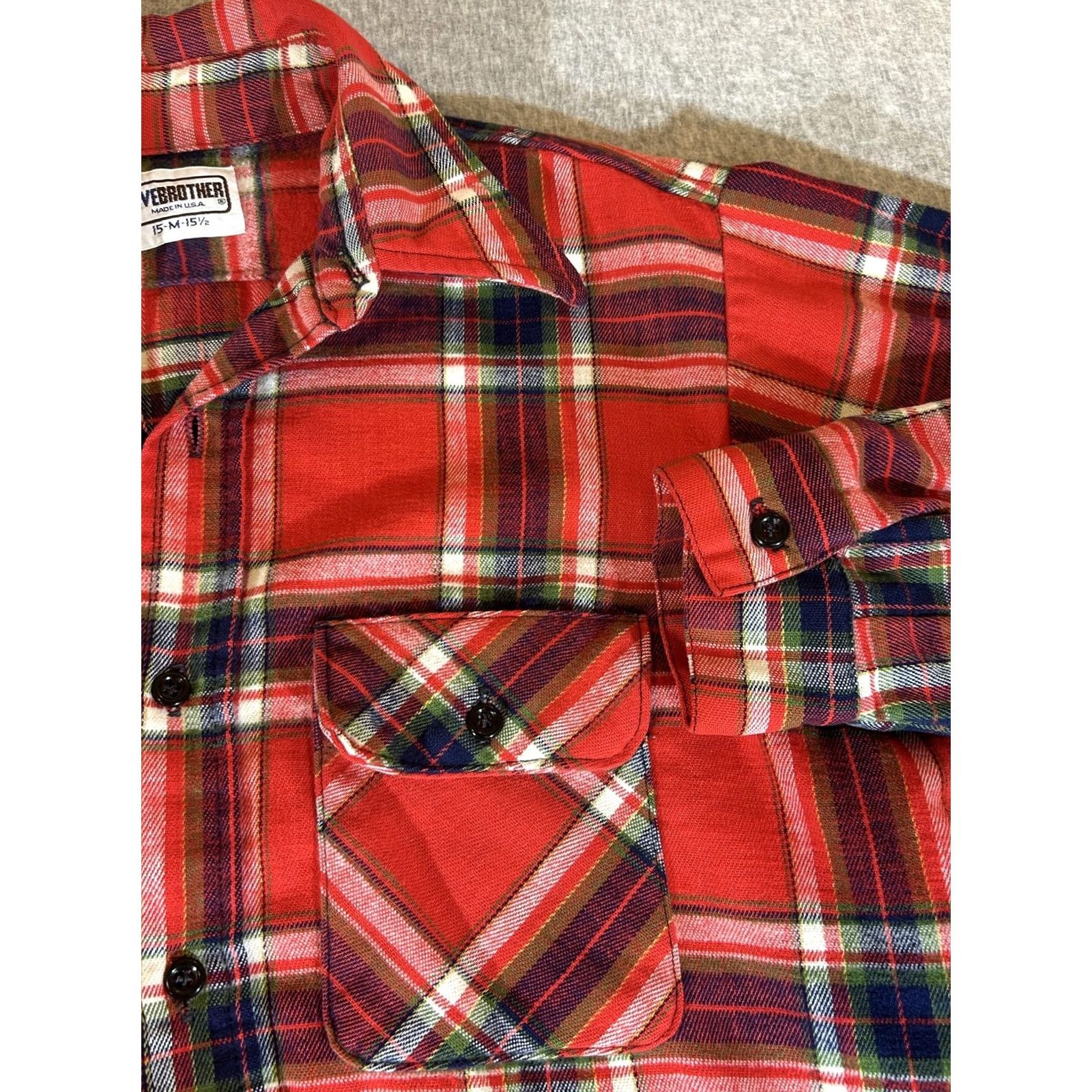 Vintage VINTAGE Five Brother Flannel Shirt Mens M Red Plaid Button-Up Workwear 80s Mens Size US M / EU 48-50 / 2 - 2 Thumbnail