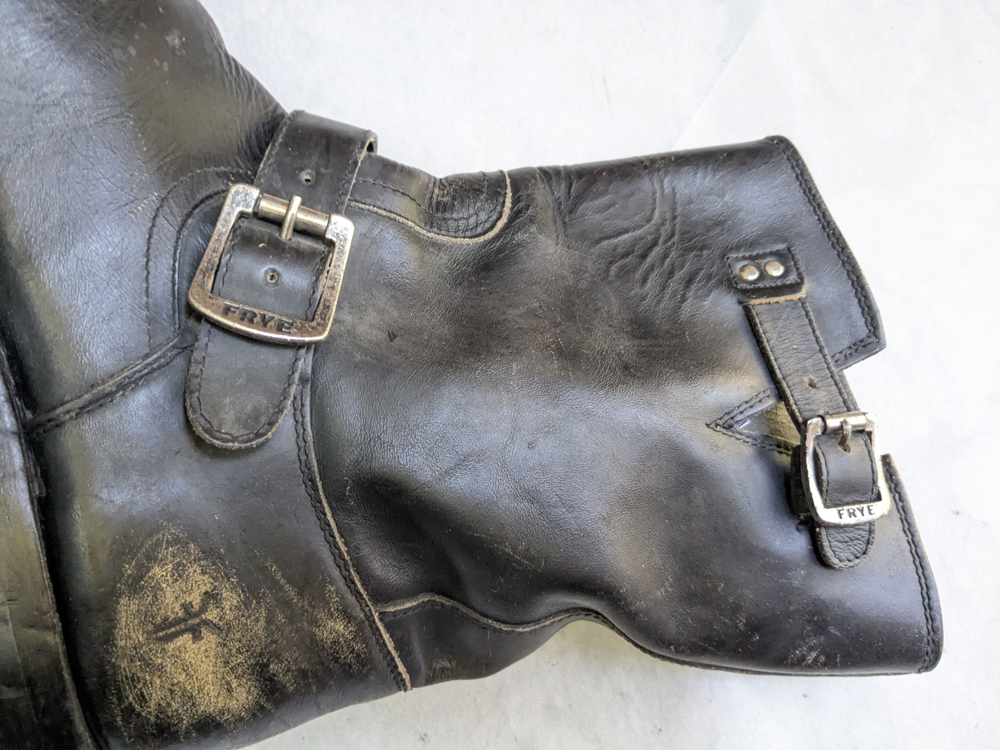 Frye Frye Engineer Black Leather 11 D Leather Buckle Size US 11 / EU 44 - 11 Thumbnail