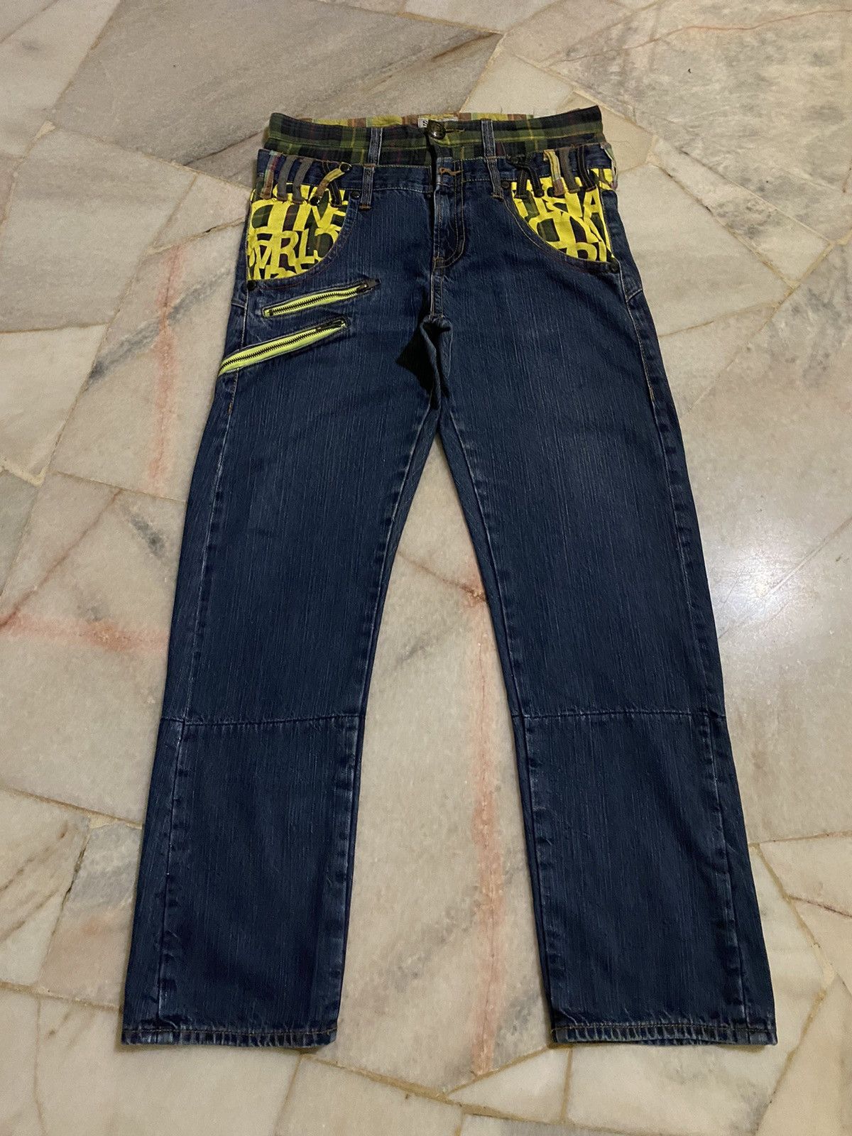 If Six Was Nine Vintage Japan Sorridere Double Waist Punk Style Design Denim Size US 32 / EU 48 - 1 Thumbnail