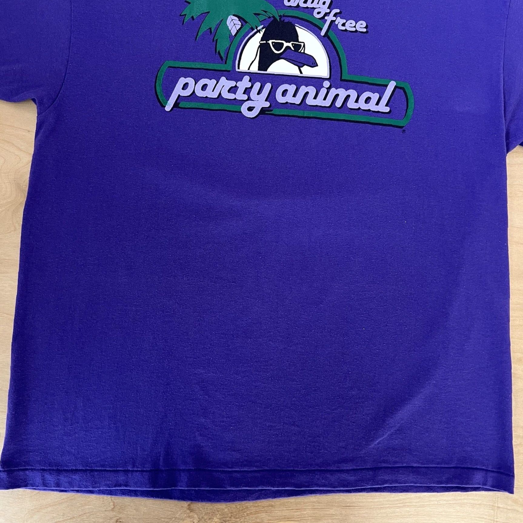 Vintage VINTAGE Drug Free Shirt XL Purple 90s Party AnimalFunny Penguin Art Glam Shirt Mens 90s USA Graphic Print Cotton Knit Short Sleeve Crew Neck Vintage Size US XL / EU 56 / 4 - 4 Thumbnail