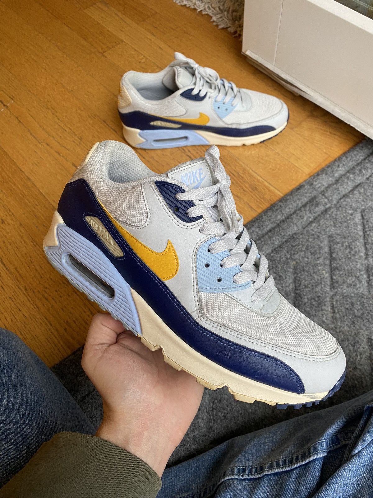 Nike Nike Air Max 90 Pure Platinum Blue Void Size US 9.5 / EU 42-43 - 11 Thumbnail