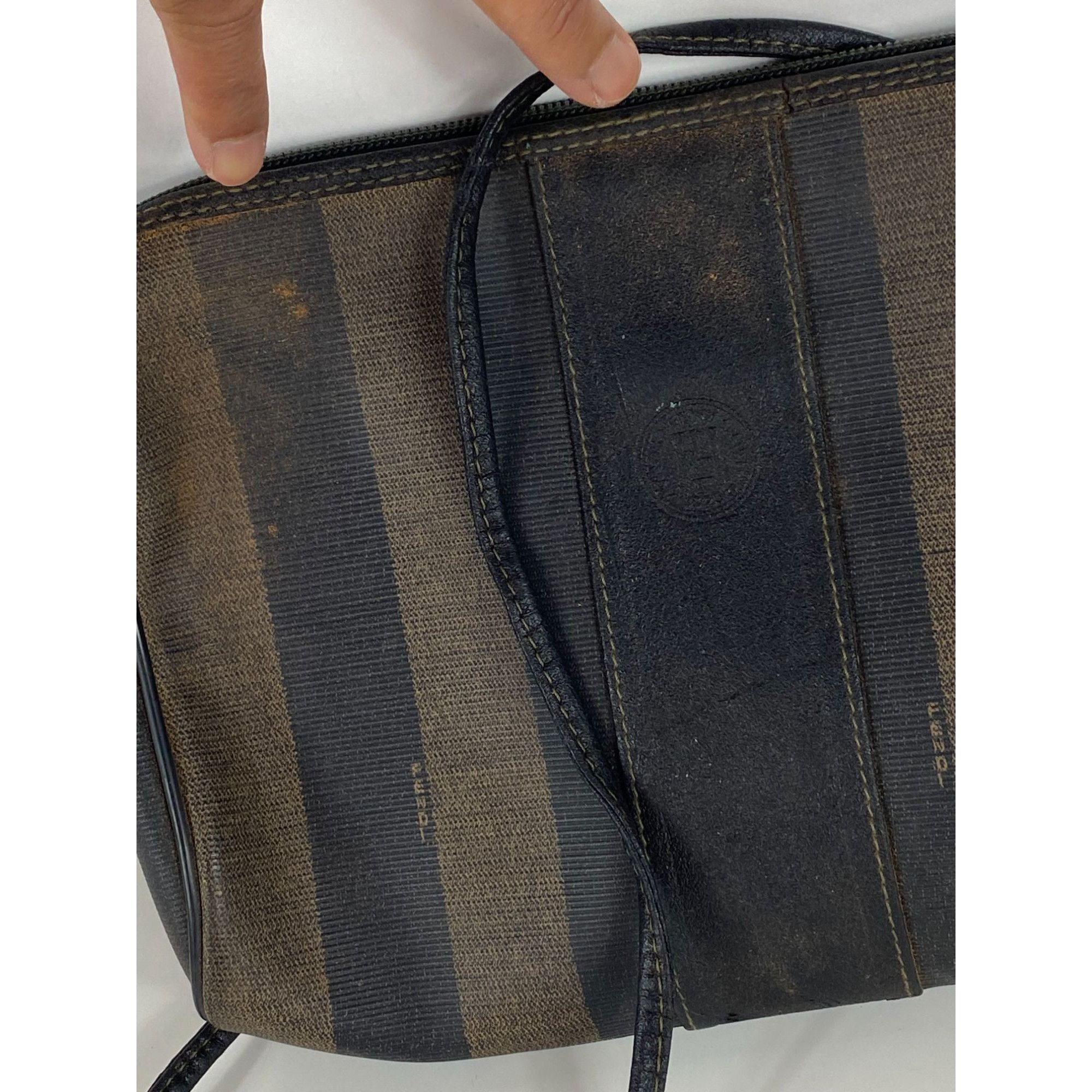 Fendi VTG 80s Fendi Pequin Striped Coated Canvas Crossbody Purse W Size ONE SIZE - 7 Thumbnail