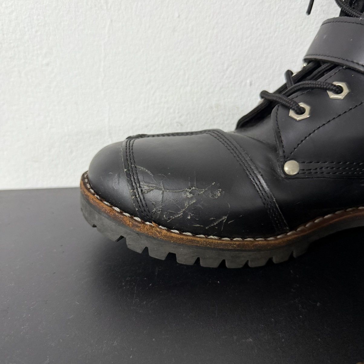 Dirk Bikkembergs Avirex Yamato Slang Belted Leather Combat Biker Boots Size US 7 / EU 40 - 5 Thumbnail