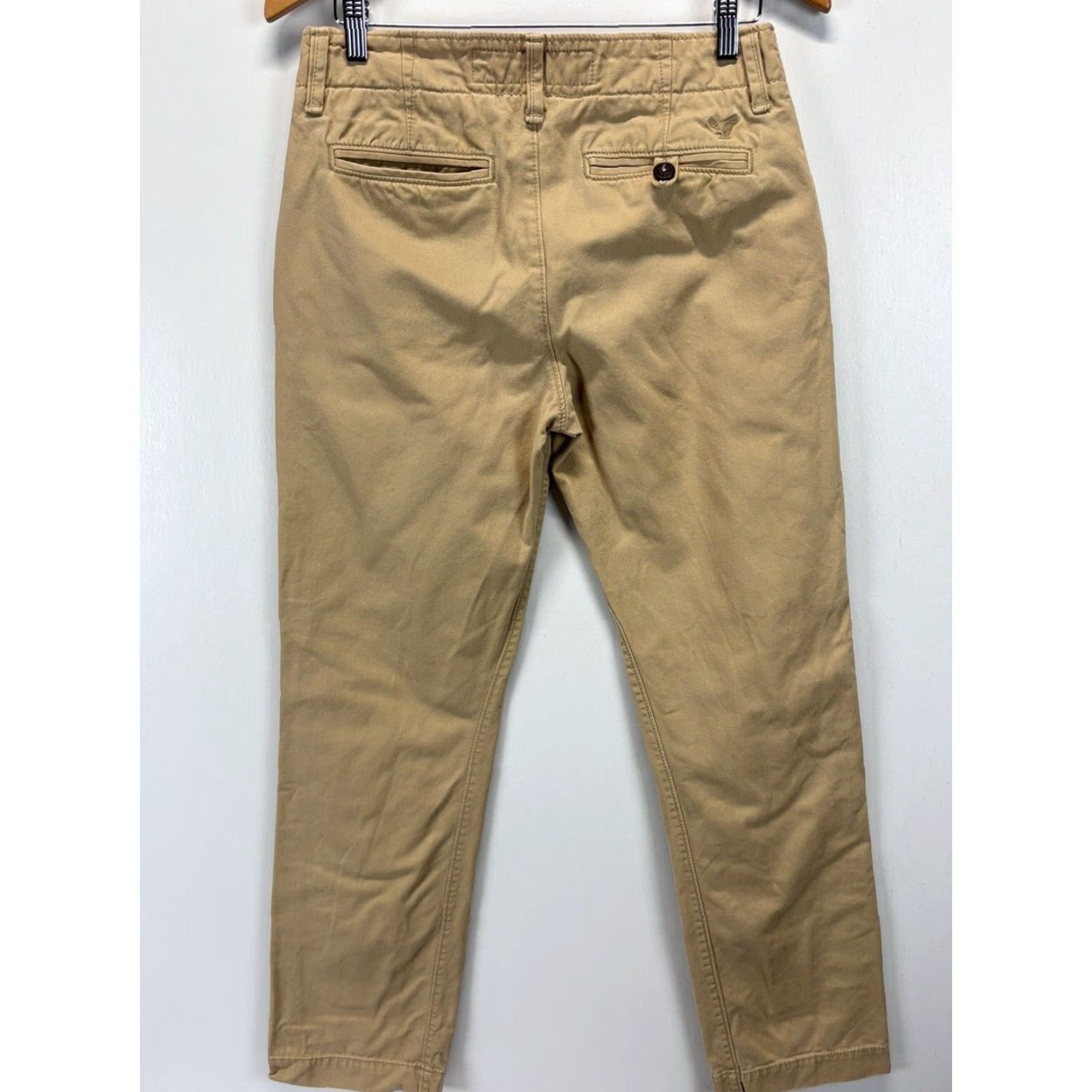 American Eagle Outfitters AMERICAN EAGLE Chino Pants 30x34 Flat Front Solid Brown Straight Mens Size US 30 / EU 46 - 3 Thumbnail