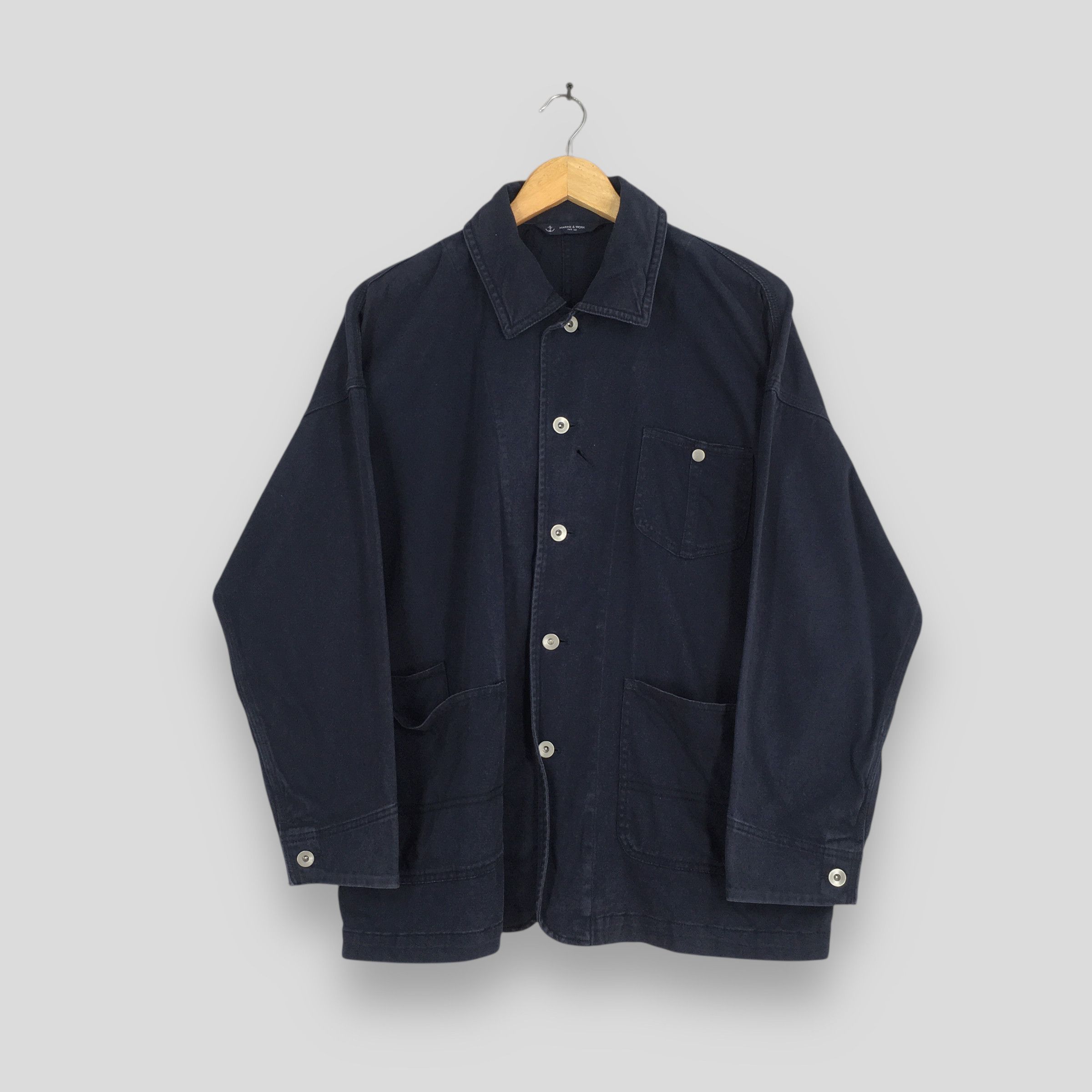 Vintage Vintage 1990s Marine Workers Denim French Work Jacket L Size US L / EU 52-54 / 3 - 1 Thumbnail