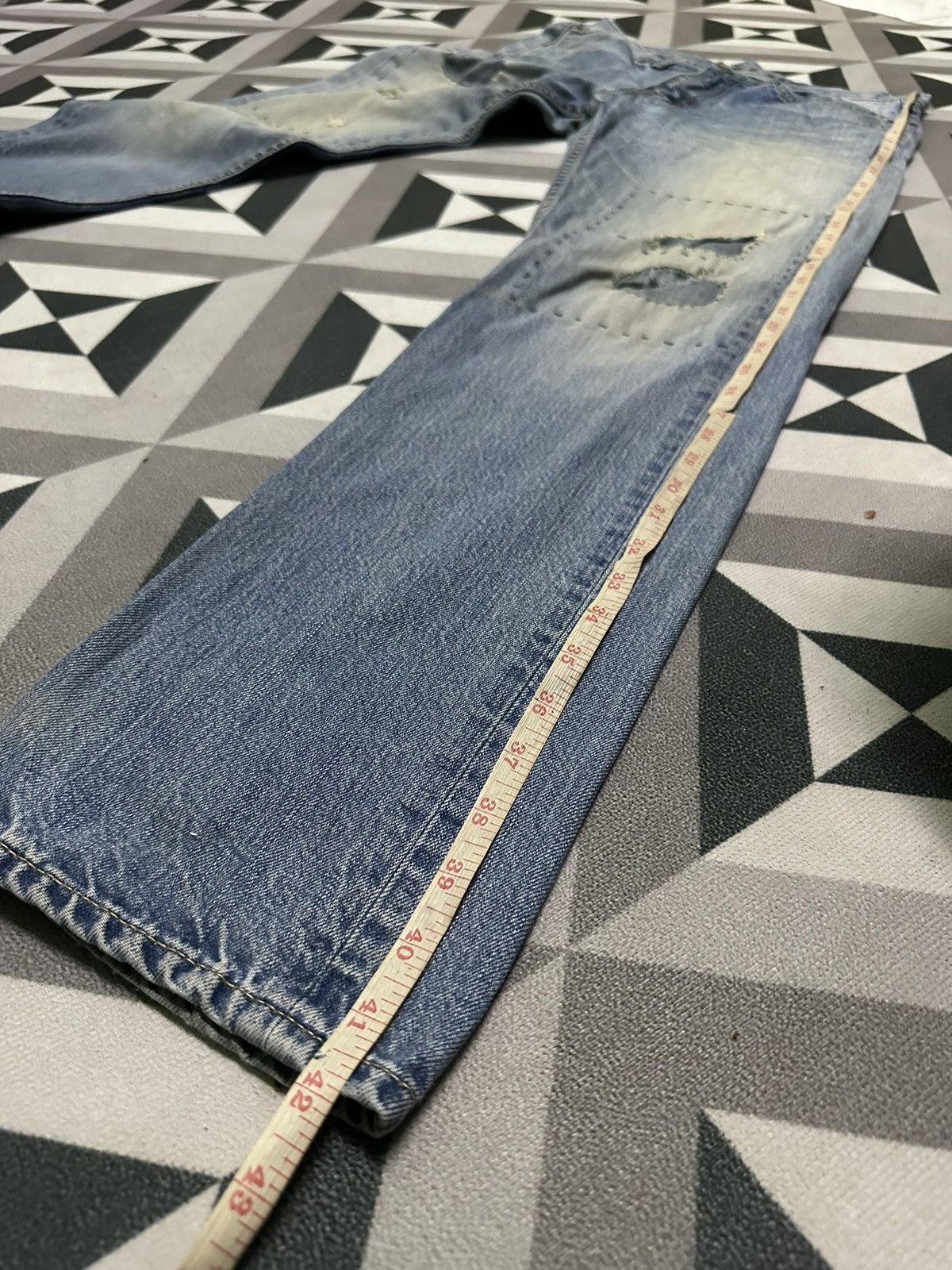 Blue Blue Japan H.R market blue blue sashiko boro blue denim jeans Size US 32 / EU 48 - 10 Thumbnail