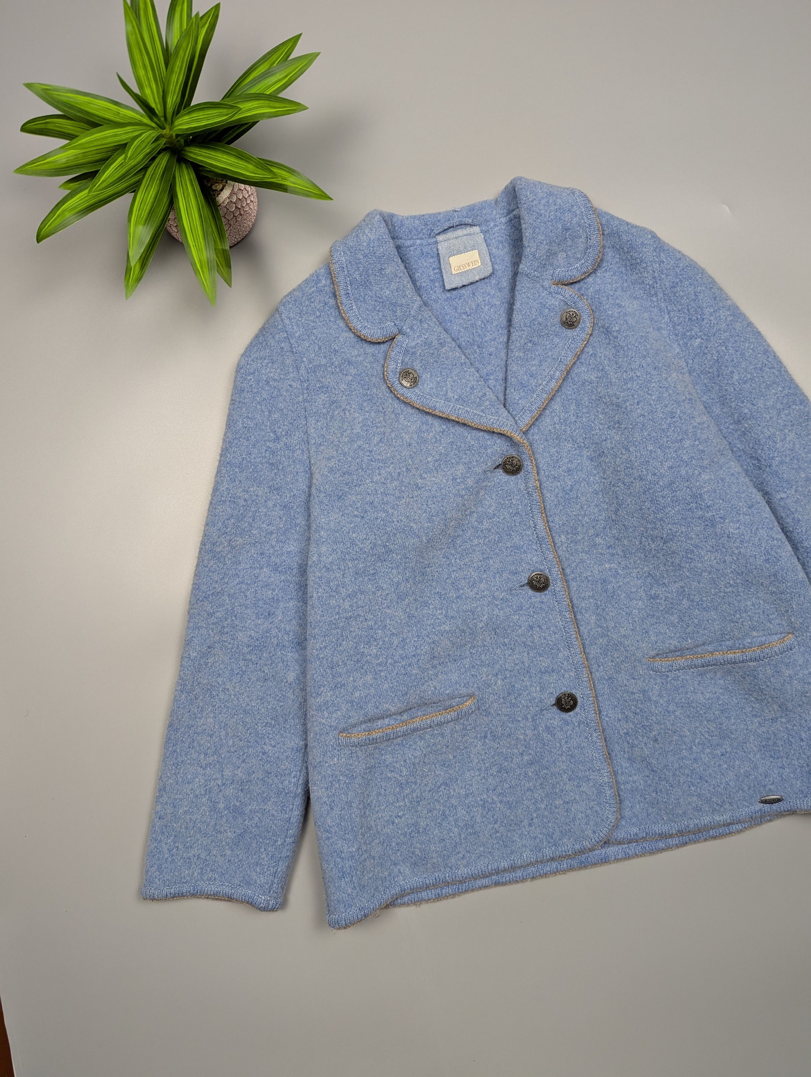 GIESSWEIN Giesswein Wool Blazer Blue US10 Vintage Austria Alpine Size L / US 10 / IT 46 - 5 Thumbnail