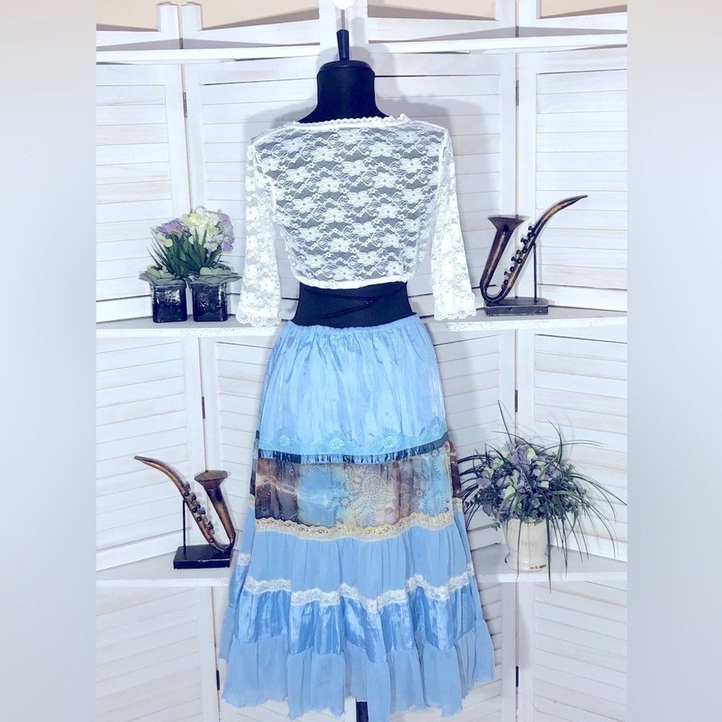 Vintage Y2K sexy peasant prairie Halloween costume skirt top set S M Size XS / US 0-2 / IT 36-38 - 2 Thumbnail
