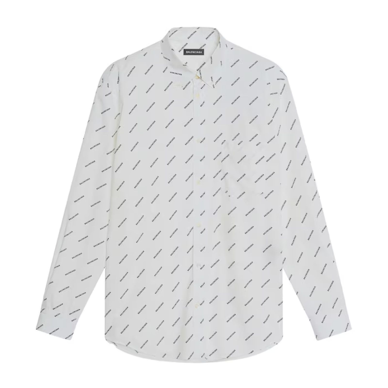 Balenciaga Balenciaga White Black All Over Logo Long Sleeve Button Up Size US M / EU 48-50 / 2 - 1 Thumbnail