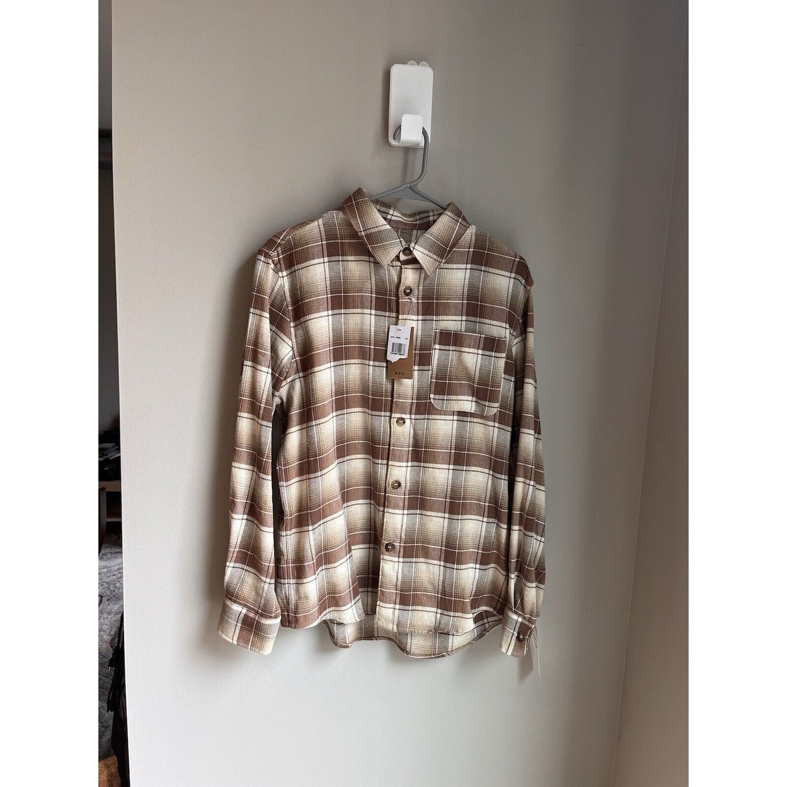 A.P.C. NEW MENS A.P.C. RUE MADAME PARIS PLAID CREAM FLANNEL SMALL Size US S / EU 44-46 / 1 - 1 Thumbnail