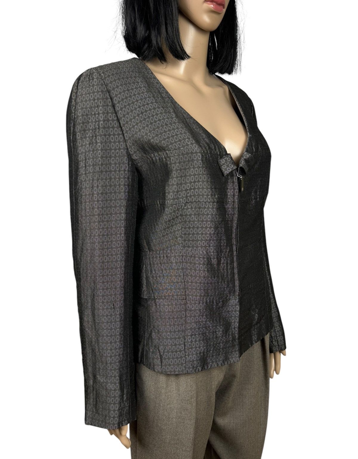 Giorgio Armani Giorgio Armani Zip Jacket Monogram Viscose-Ramie size 48 Size XL / US 12-14 / IT 48-50 - 3 Thumbnail