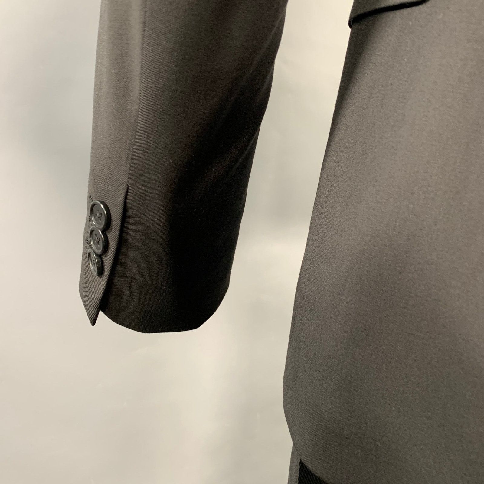 Helmut Lang HELMUT Black Wool Notch Lapel Seatbelt Suit Size 42R - 6 Thumbnail