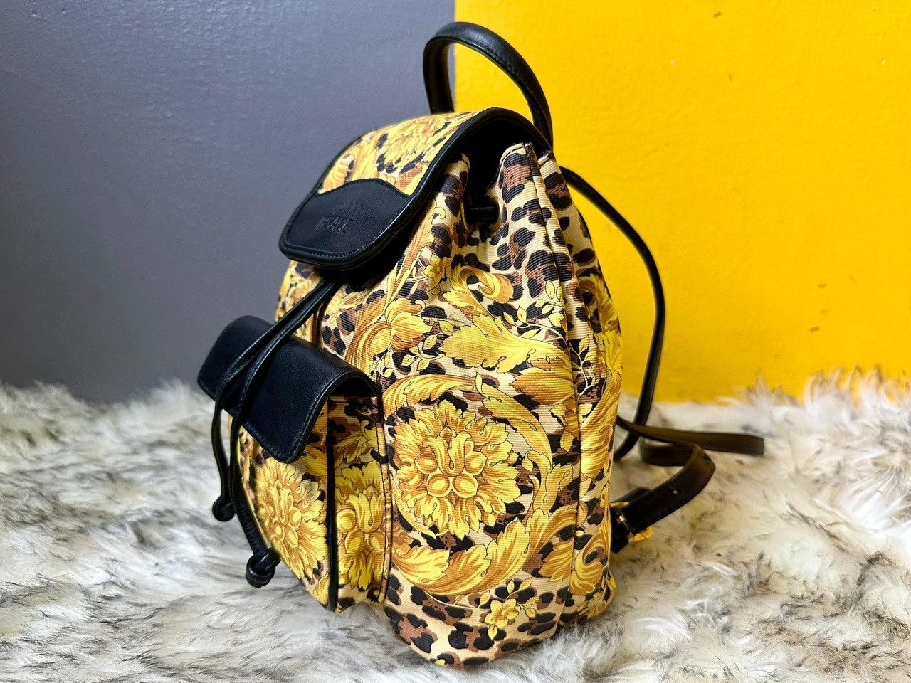 Versace Authentic Gianni Versace Baroque Leopard Print Backpack Size ONE SIZE - 4 Thumbnail