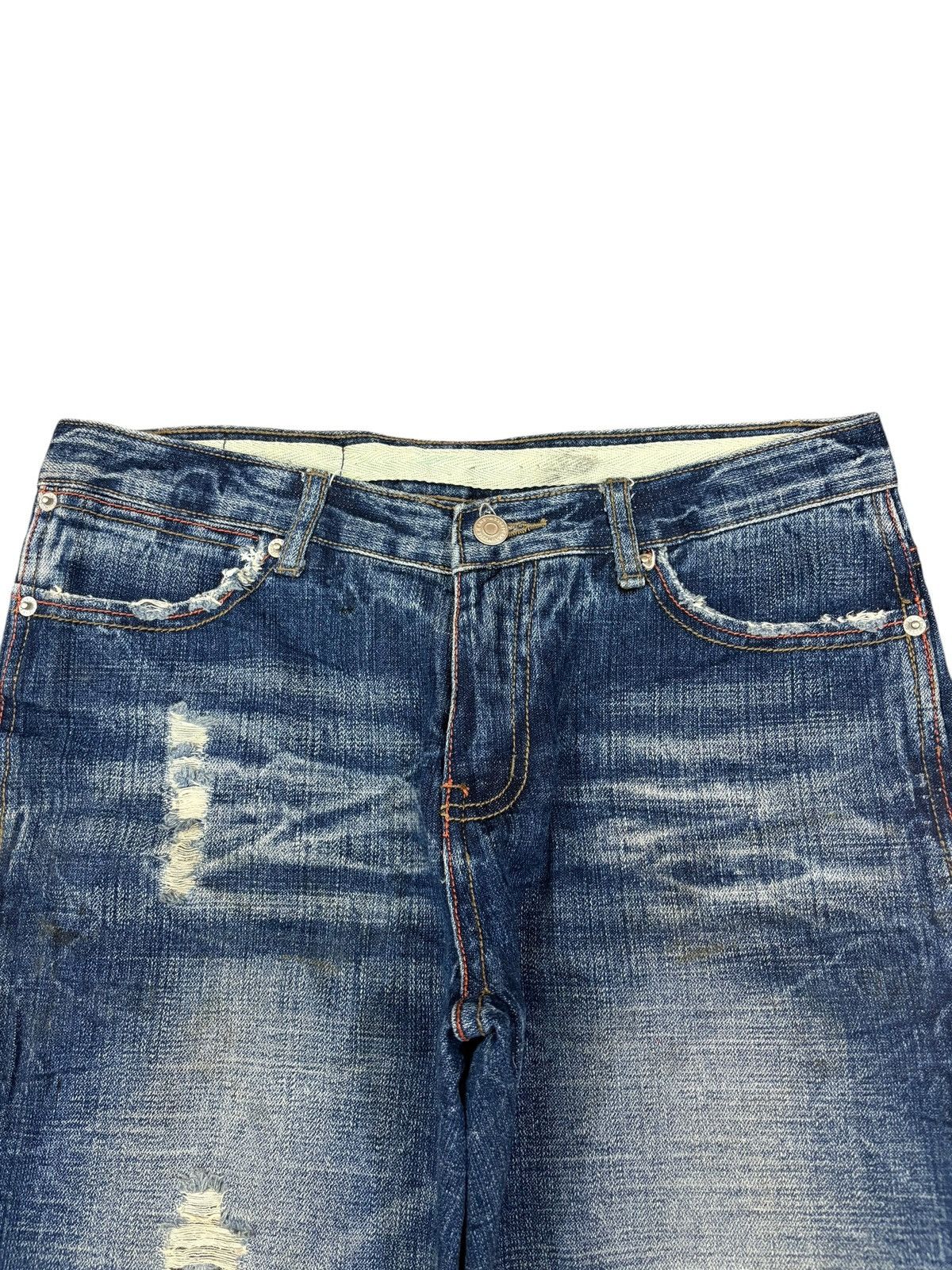 Japanese Brand Vintage Japanese Brand Crack Mud Wash Distressed Loose Jeans Size US 31 - 4 Thumbnail