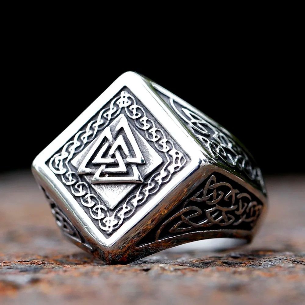 Jewelry Viking Valknut Amulet Ring Streetwear Jewelry Fashion Gift Size ONE SIZE - 5 Thumbnail