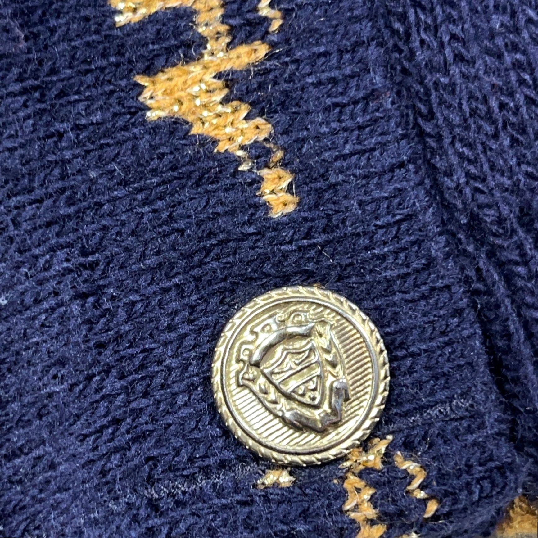 Vintage VINTAGE Norton McNaughton Cardigan Sweater Women Large Navy Medals Equestrian Dark Blue Wool? Size L / US 10 / IT 46 - 3 Thumbnail