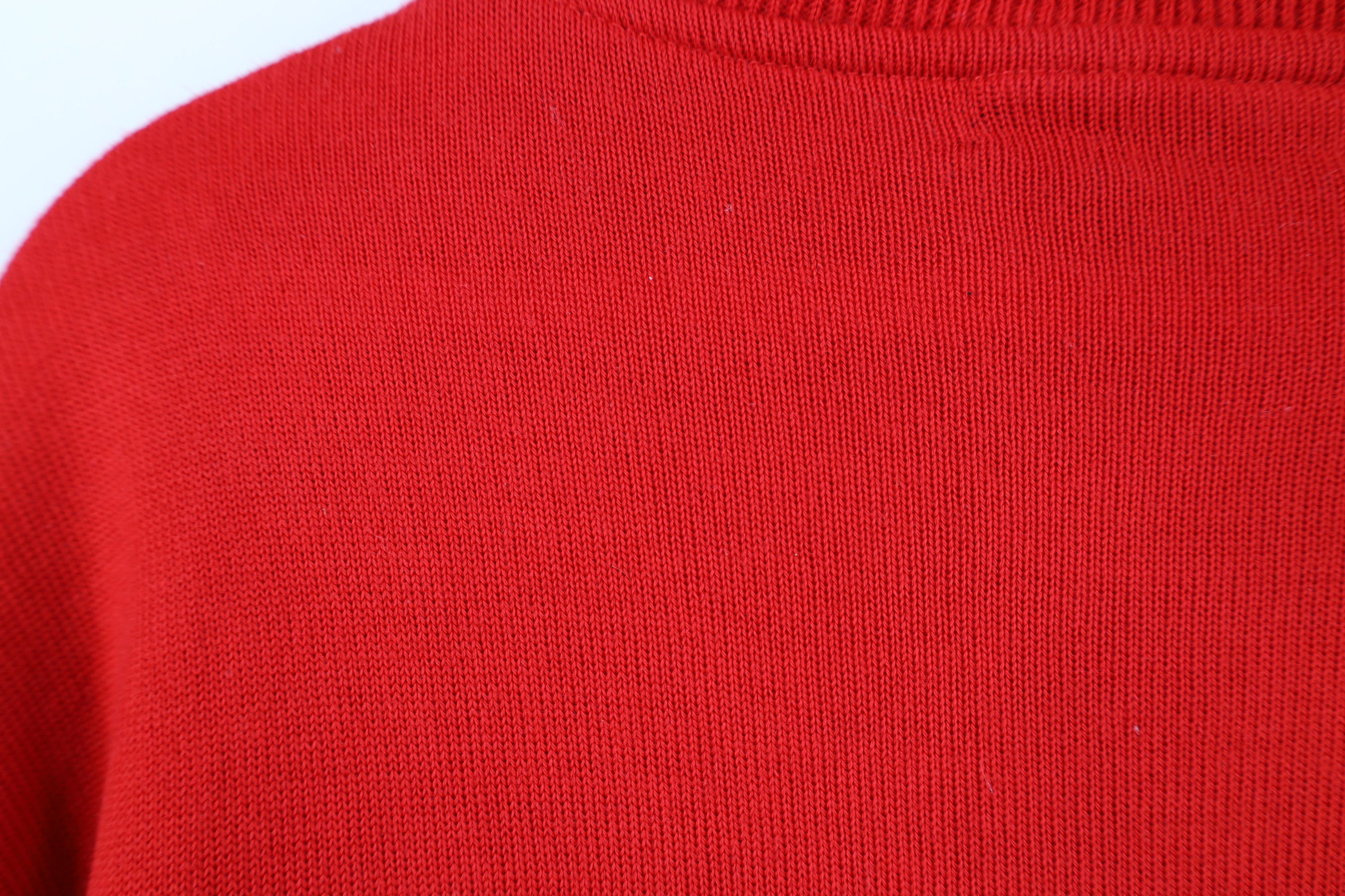 Vintage Vintage 70s Streetwear Knit Henley Sweater Red Acrylic Size US XL / EU 56 / 4 - 10 Thumbnail
