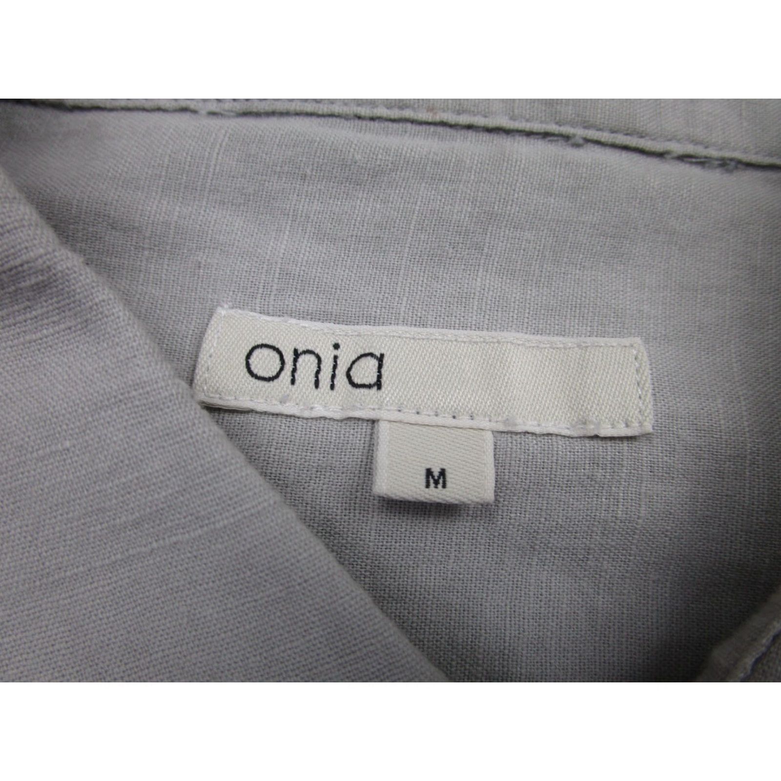 Onia ONIA Shirt Men Medium Gray Linen Blend Button Long Sleeve Chambray Casual Shirt Size US M / EU 48-50 / 2 - 6 Thumbnail