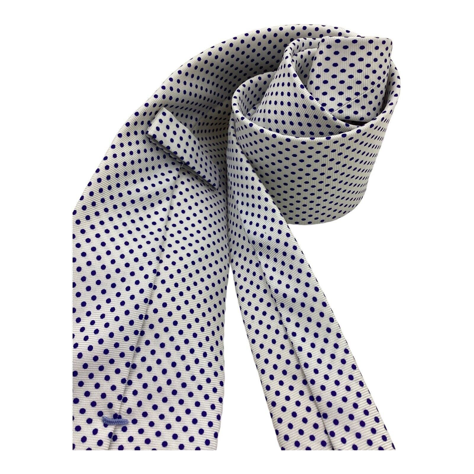 Other MARZULLO White With Blue Pin Dots Luxury Silk Tie Italy W: 3 Size ONE SIZE - 3 Thumbnail