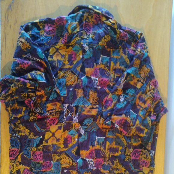 Vintage Vintage 90s Abstract Geometric Tribal Hawaiian Shirt Size US XL / EU 56 / 4 - 4 Thumbnail