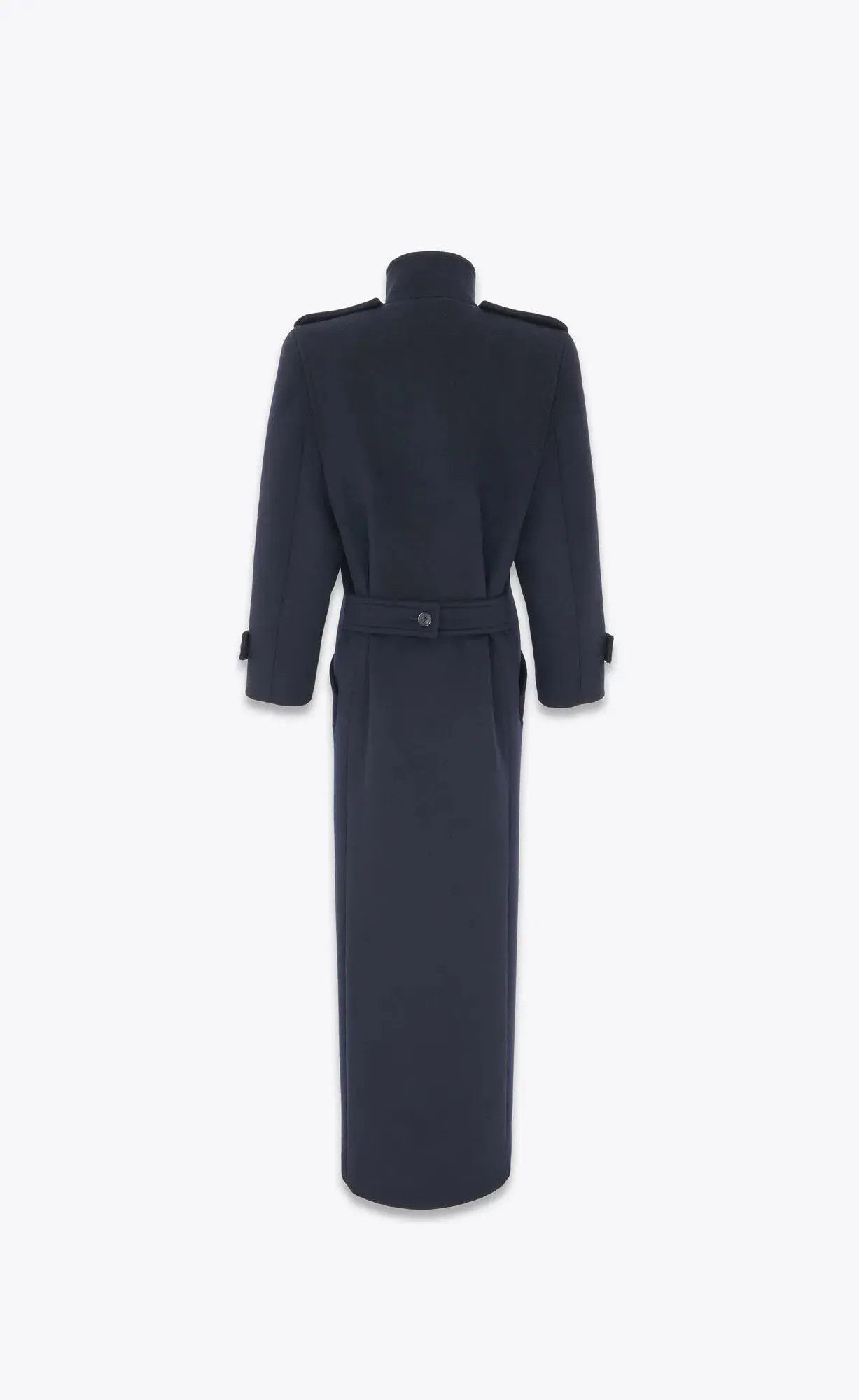 Saint Laurent Paris o1s1wg110125 740315 Oversized Coat In Wool in Navy Size L / US 10 / IT 46 - 3 Thumbnail