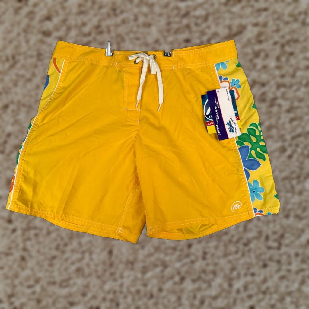 Vintage Mysterioso Board Shorts Womens 8 Yellow Pattern Changing Chameleon Fabric Trunks Size 30" / US 8 / IT 44 - 1 Thumbnail