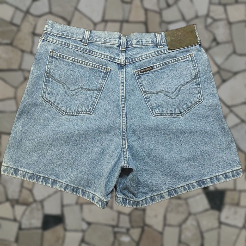 Harley Davidson VINTAGE Harley-Davidson Shorts Womens 16 Denim Blue 5-Pocket Biker 90s Punk Motorcycle Size 38" / US 16 / IT 52 - 1 Thumbnail