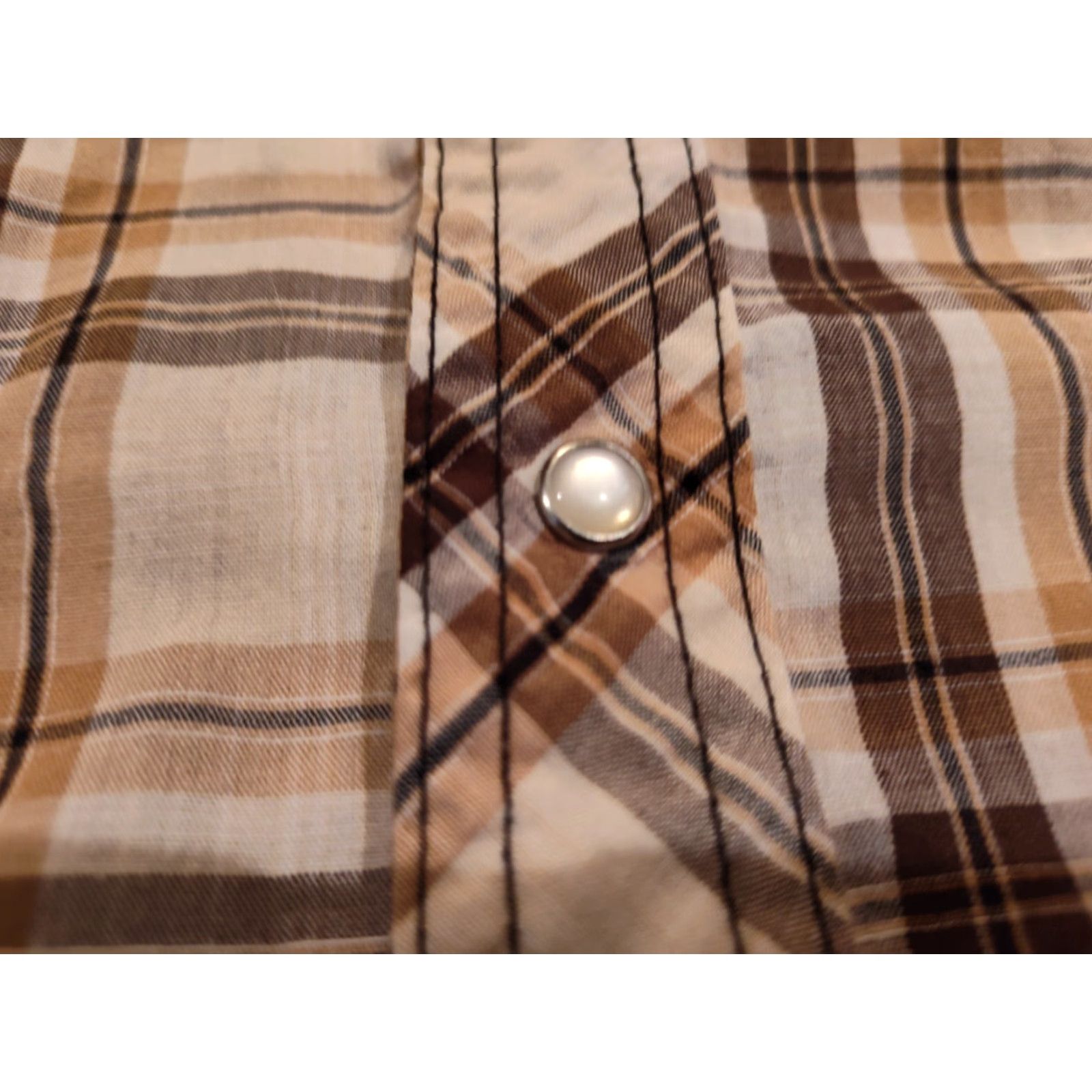 Wrangler VINTAGE Wrangler Wrancher Shirt Mens Large Brown Western Pearl Snap Striped Long Sleeve Size US L / EU 52-54 / 3 - 6 Thumbnail