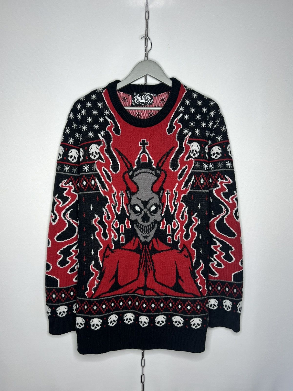Killstar Killstar Satan Sculls Art Sweater Goth Style Streetwear Size US XXL / EU 58 / 5 - 2 Thumbnail