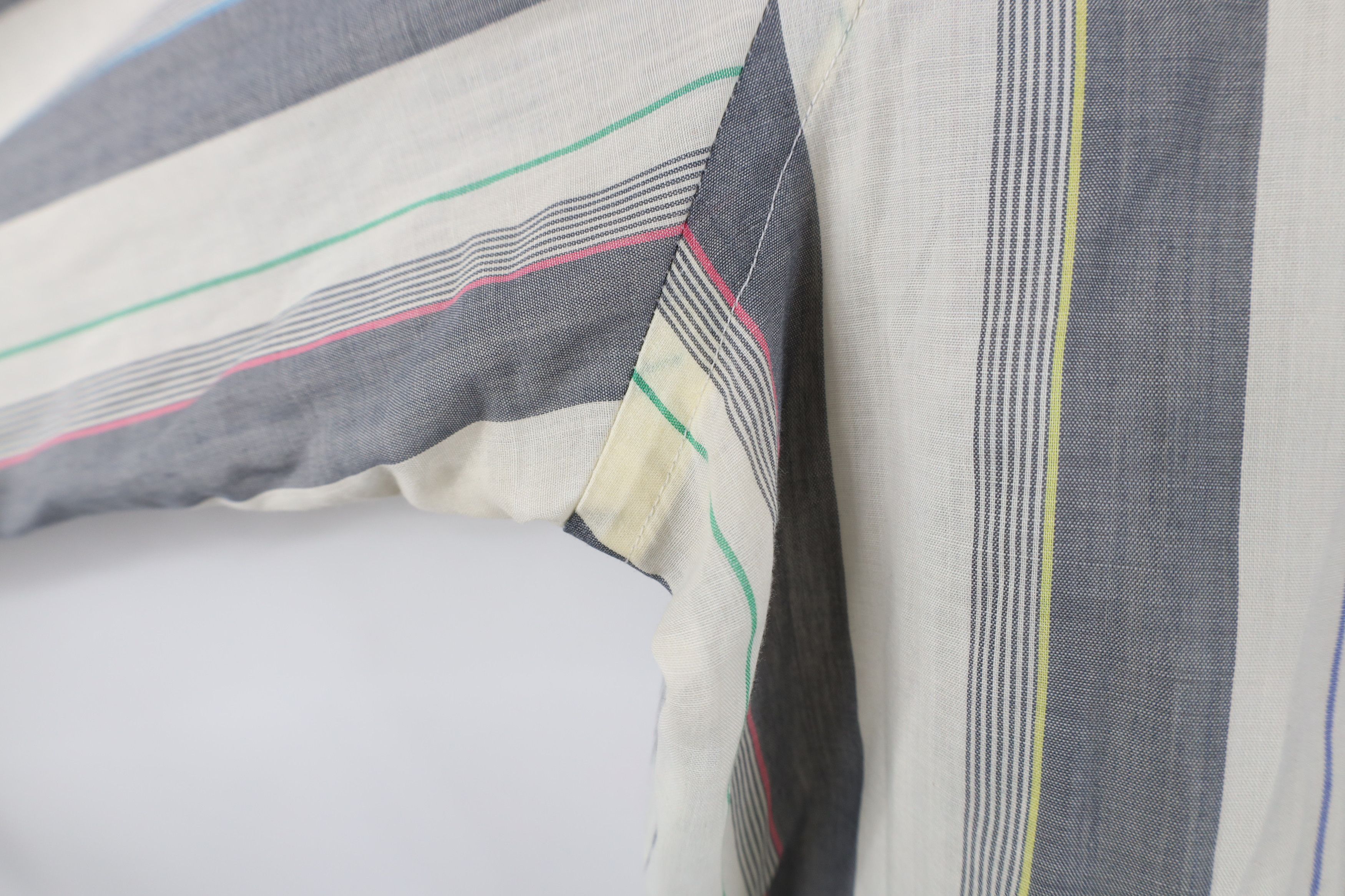 Vintage Vintage 90s Streetwear Sheer Rainbow Striped Button Shirt Size US XL / EU 56 / 4 - 8 Thumbnail