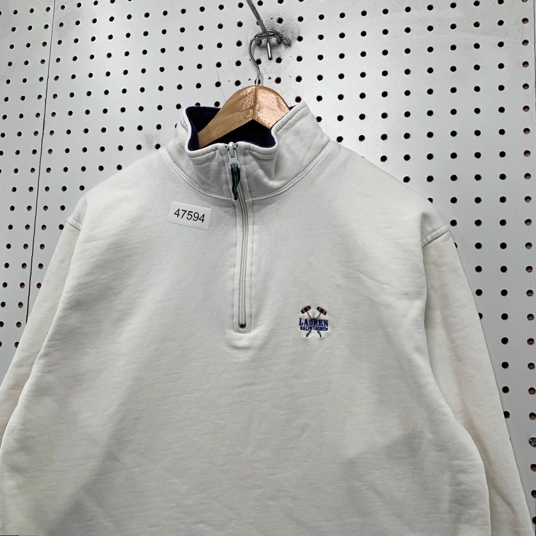 Ralph Lauren Ralph Lauren Sweater Shirt Womens Small White 1/4 Zip Mock Neck Fleece Pullover Long Sleeve Cotton Size S / US 4 / IT 40 - 6 Thumbnail
