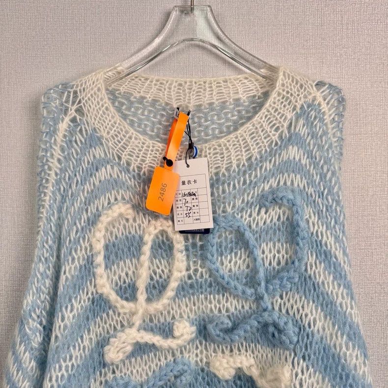 Loewe LOEWE Blue and white striped mohair sweater Size S / US 4 / IT 40 - 3 Thumbnail