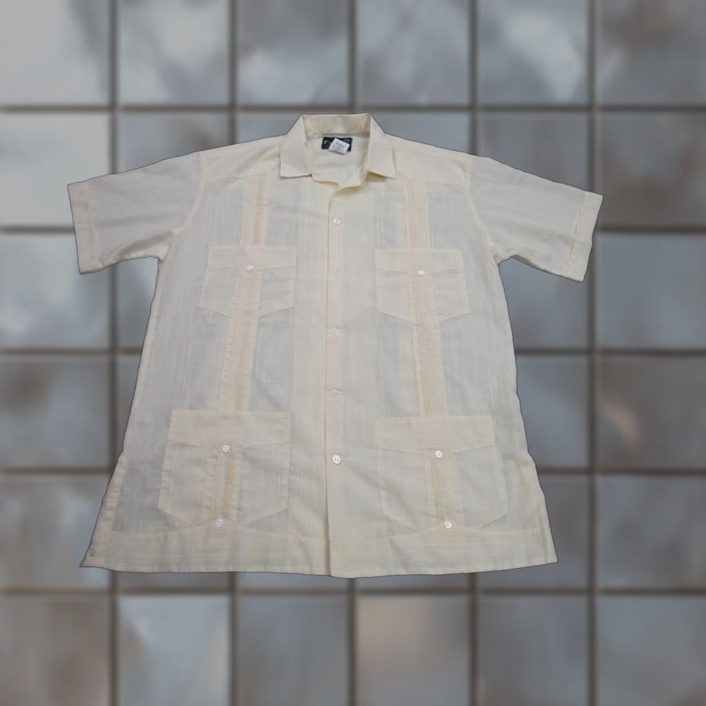 Vintage VINTAGE Campos Shirt Mens 38 Yellow Guayabera Sheer Lightweight 90s Rockabilly Shirt Size US M / EU 48-50 / 2 - 1 Thumbnail