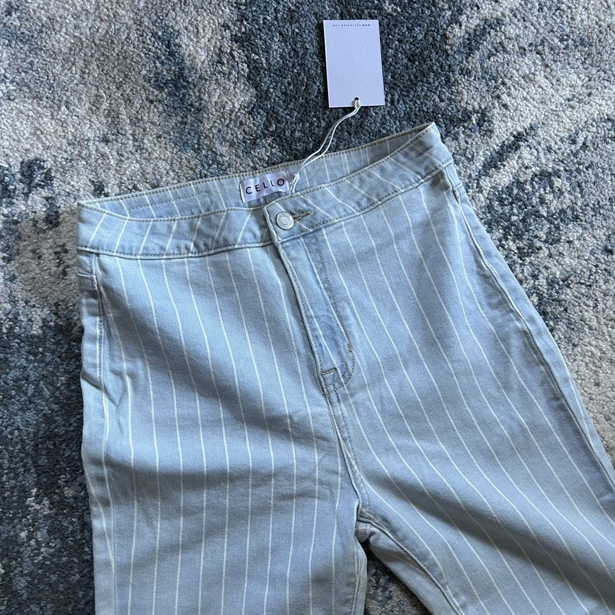 Other PALE BLUE STRiPED CELLO JEANS STRETCH FLARED BOOTCUT RAW HEM Size 28" / US 6 / IT 42 - 6 Thumbnail
