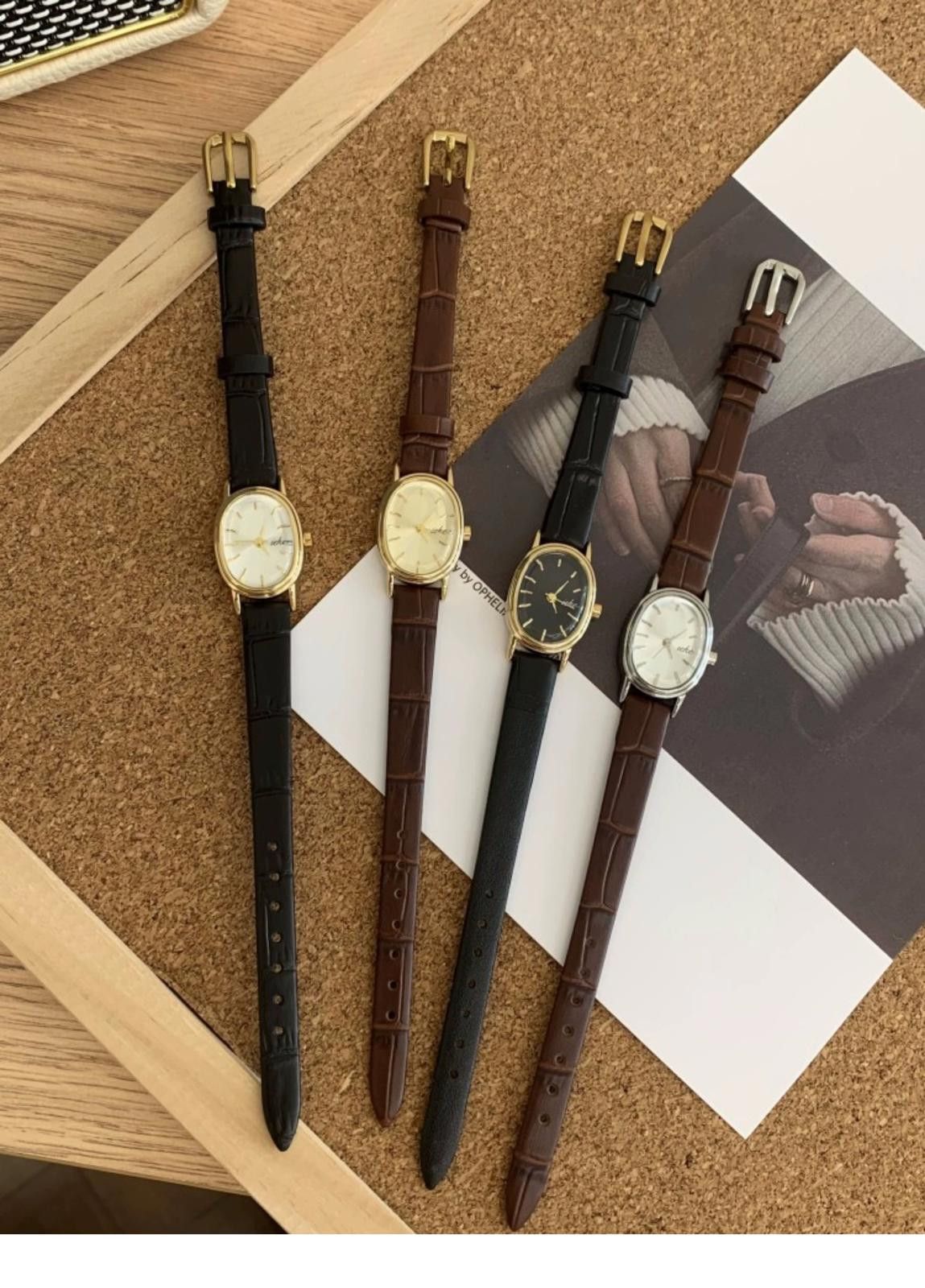 Jewelry Leather Strap Oval Dial Wristwatch, Classic Style Size ONE SIZE - 10 Thumbnail