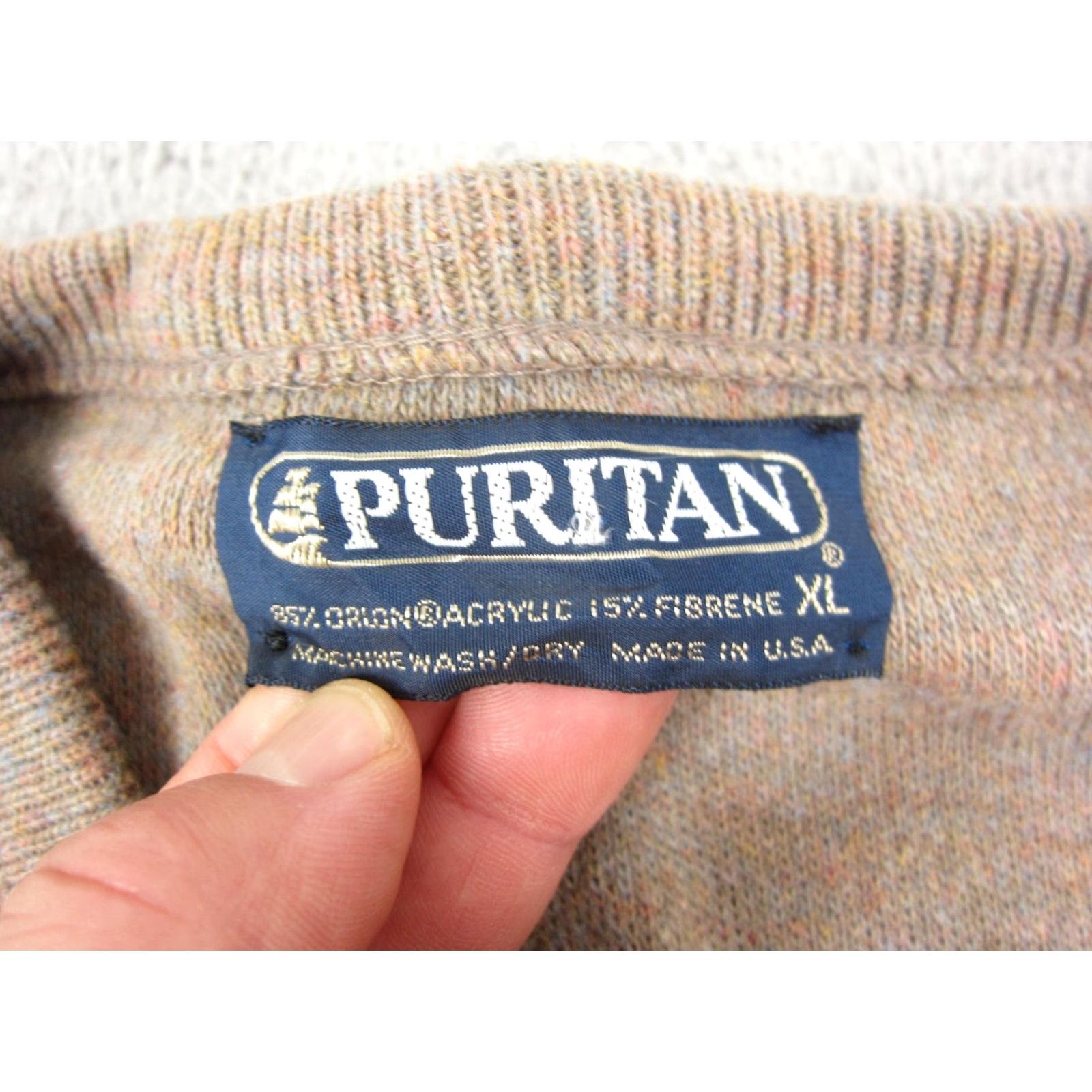 Vintage VINTAGE Puritan Sweater Mens XL Brown V-Neck Made in USA 70s Marl Distressed Pullover Knit Size US XL / EU 56 / 4 - 3 Thumbnail