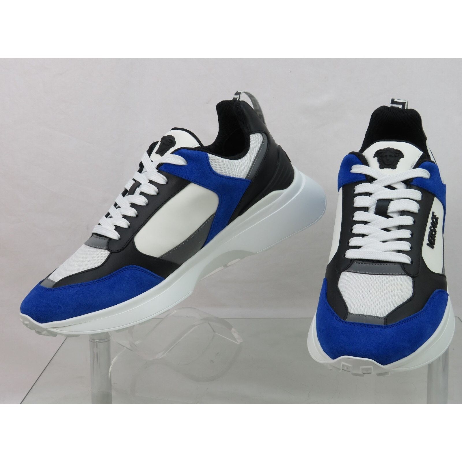 Versace VERSACE BLUE WHITE LEATHE MEDUSA HEAD PLATFORM SNEAKER 43.5 Size US 10.5 / EU 43-44 - 4 Thumbnail