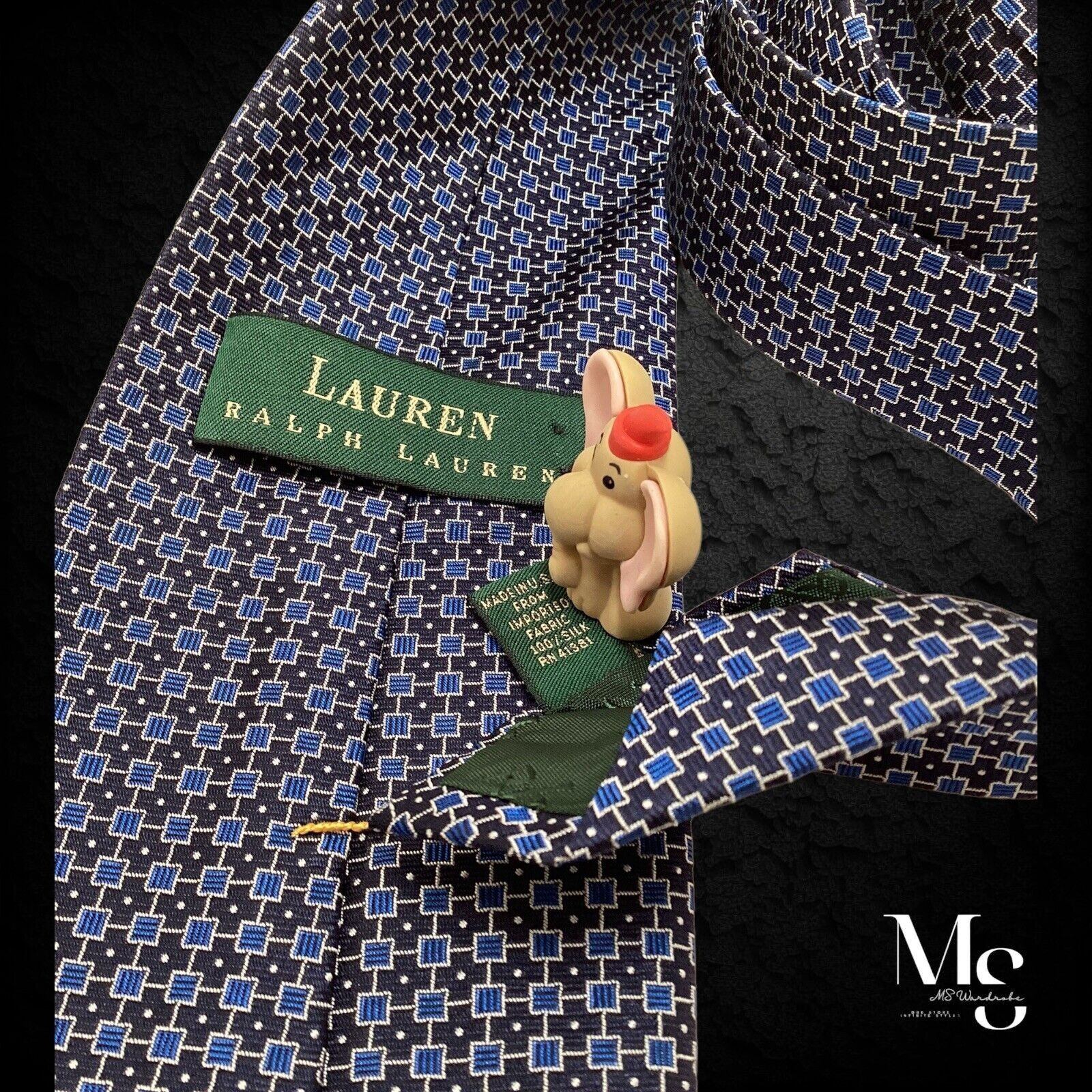 Lauren Ralph Lauren LAUREN RALPH LAUREN Blue Geometric Luxury Silk Tie Made In U Size ONE SIZE - 4 Thumbnail