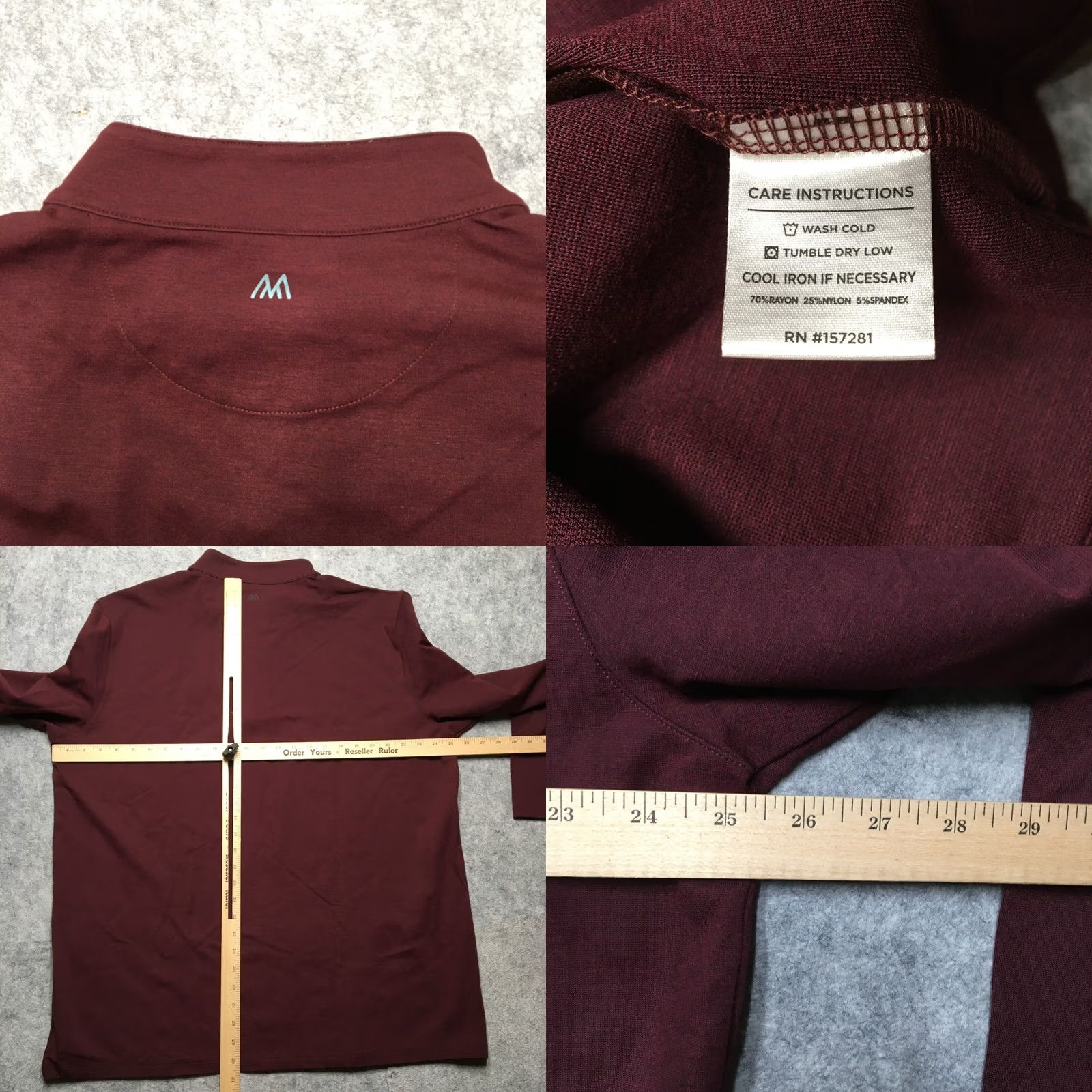 Mizzen+Main Mizzen+Main Proflex Quarter Zip Mens 2XL Dark Red Performance Golf Pullover Shirt (Mock Neck, 1/4 Zip) Size US XXL / EU 58 / 5 - 8 Thumbnail