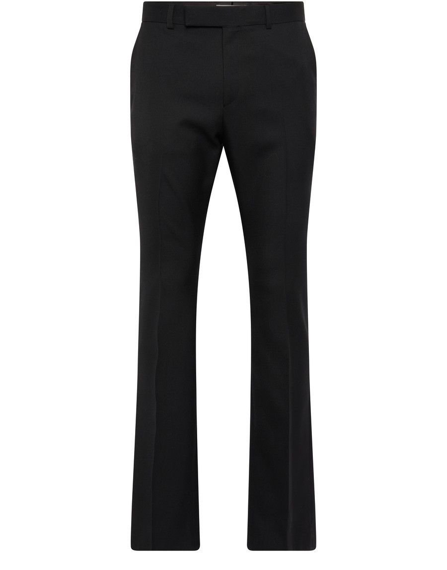 パンツ CELINE Zipper Wool Flare Pants Céline black flare wool pants with gold embroidery detail