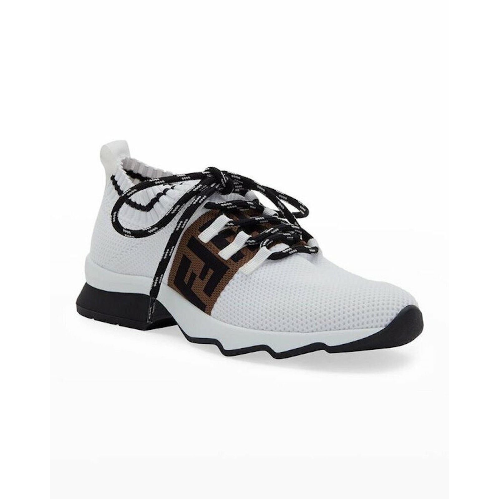 Fendi Fendi FF Knit White Sock Brown Black Logo Low Top Sneaker 41 Size US 11 / IT 41 - 5 Thumbnail
