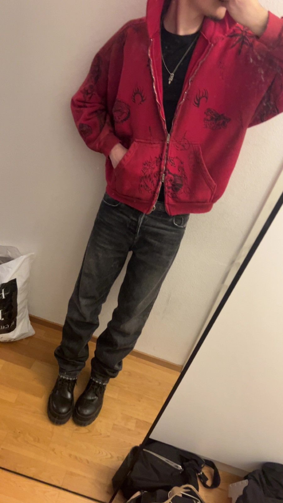トップス balenciaga tattoo hoodie red XS balenciaga tattoo hoodie red XS