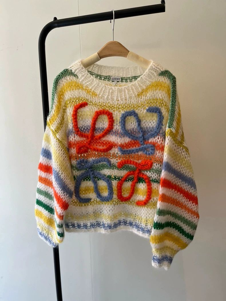 Loewe Loewe Wool blended rainbow striped lazy blouse Size XS / US 0-2 / IT 36-38 - 1 Thumbnail