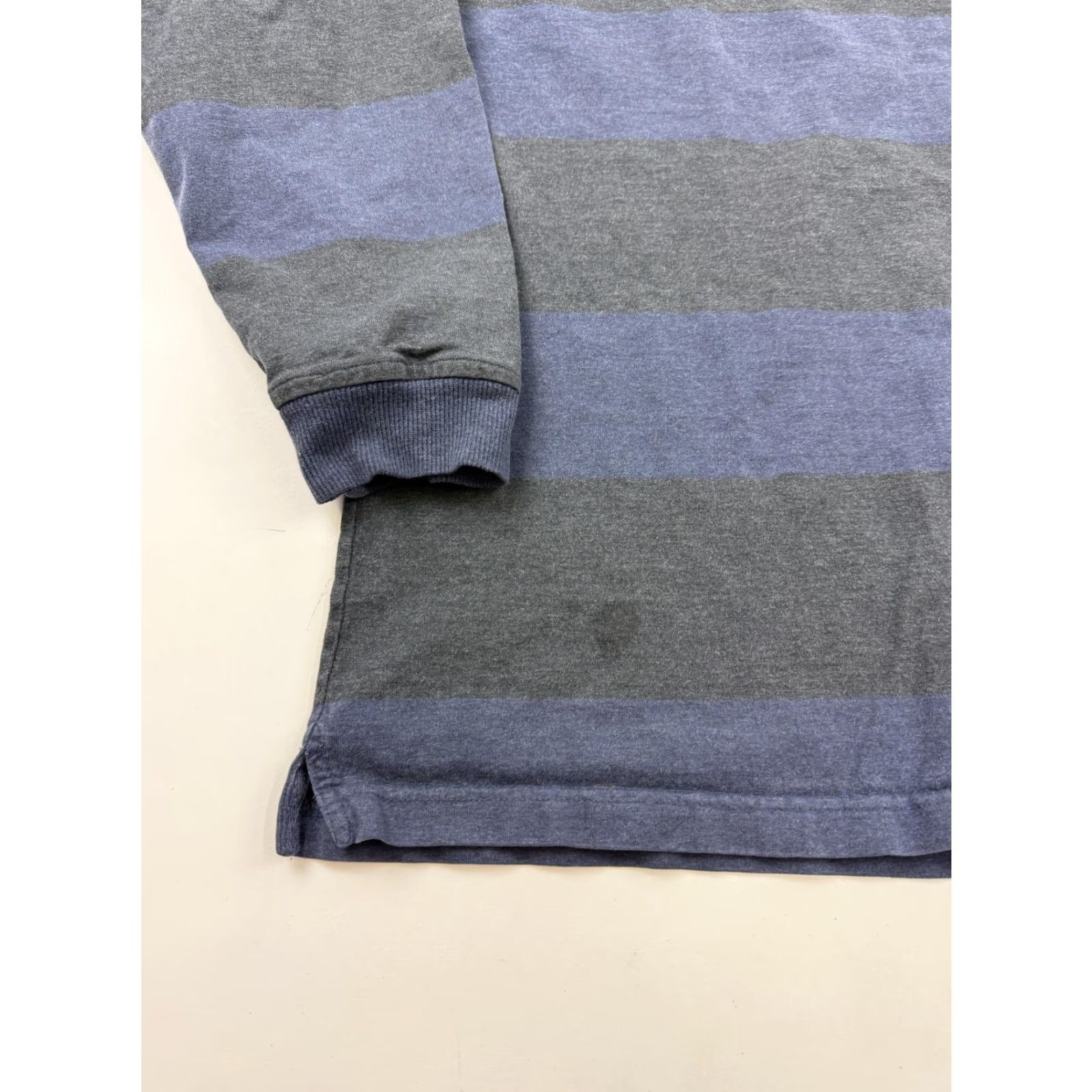 Roundtree & Yorke VINTAGE Roundtree & Yorke Rugby Shirt Mens Large Blue Striped Sueded Cotton Polo Long Sleeve Casual Jersey Size US L / EU 52-54 / 3 - 2 Thumbnail